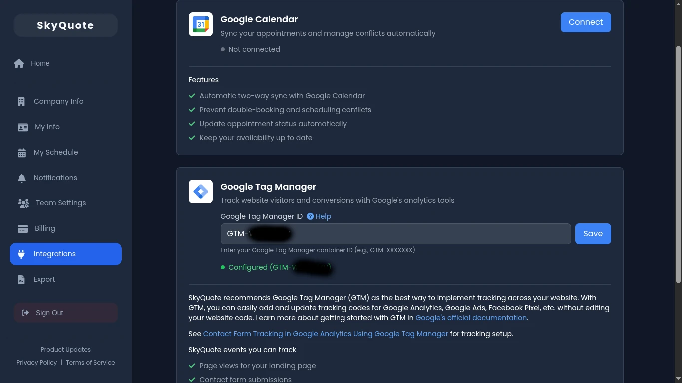 Integration Screen